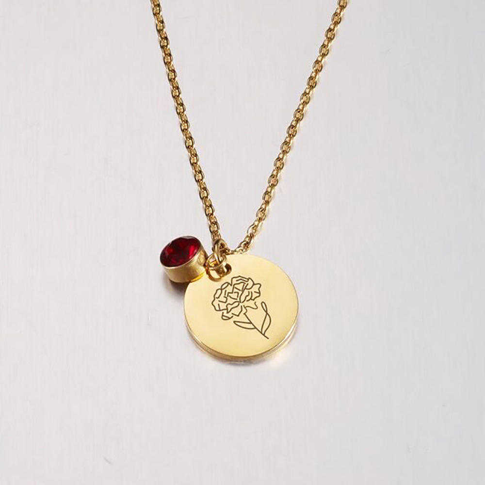 RED DIAMOND AND FLOWER NECKLACE
